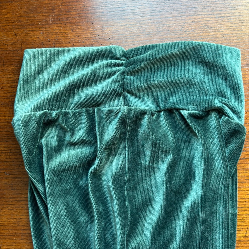 Earthbound Trading Co Boho Green Velvet Corduroy Flare Pants Bell Bottoms Medium - Picture 6 of 13